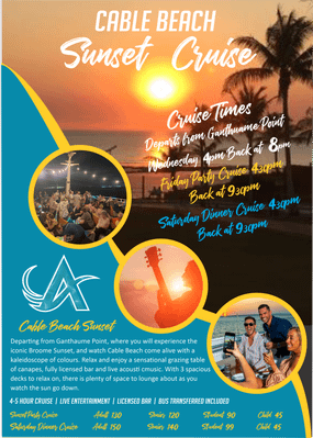 broome suset party cruise