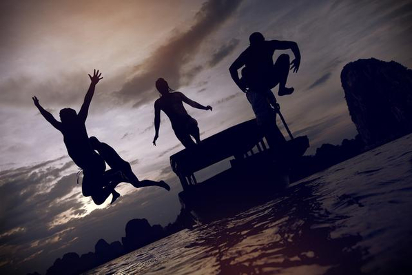 Vietnam Halong Bay Travellers Group Jumping Boat.jpg
